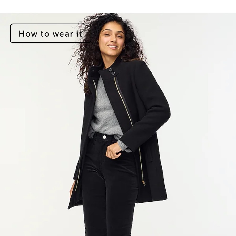 J Crew City Coat -Black -worn a couple times -size 2